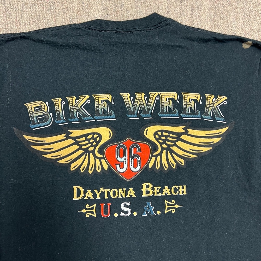 Vintage Bike Week Shirt Mens Large Black 1990s Free Spirit Daytona Beach‎ - Picture 4 of 8